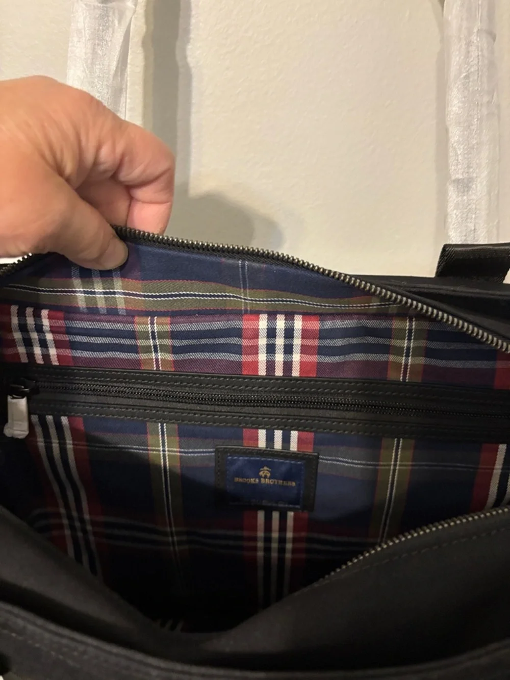 Brooks Brothers Black Canvas Tote with White Logo